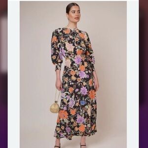 Rixo Greta Dress in Peony Floral Black size XXS US2